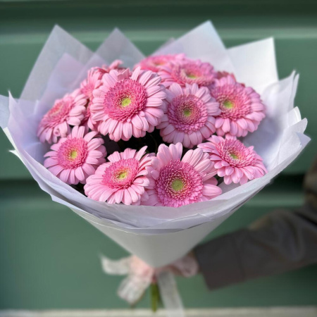 Букет_Гербера розовая 19 шт