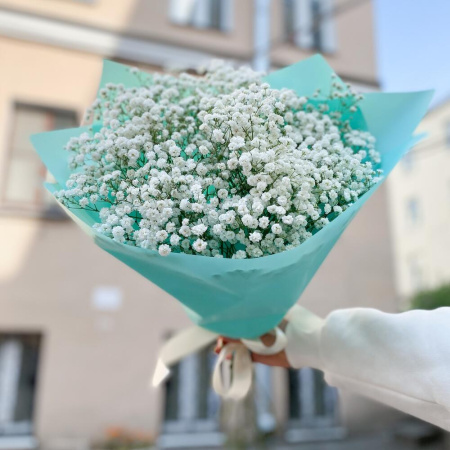 Букет_Монобукет из белой гипсофилы